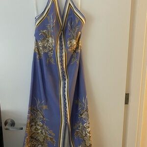 Zimmermann Blue and Gold Floral Maxi Dress